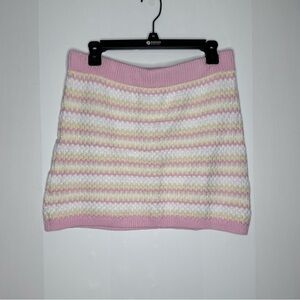 Wild fable crochet knit high waisted pastel mini skirt size large